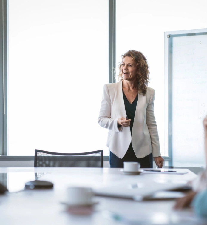 Enterprise professional presenting business solutions